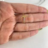Dije Letra T 0.75gr / 2cm / Circones Blancos Oro Amarillo $