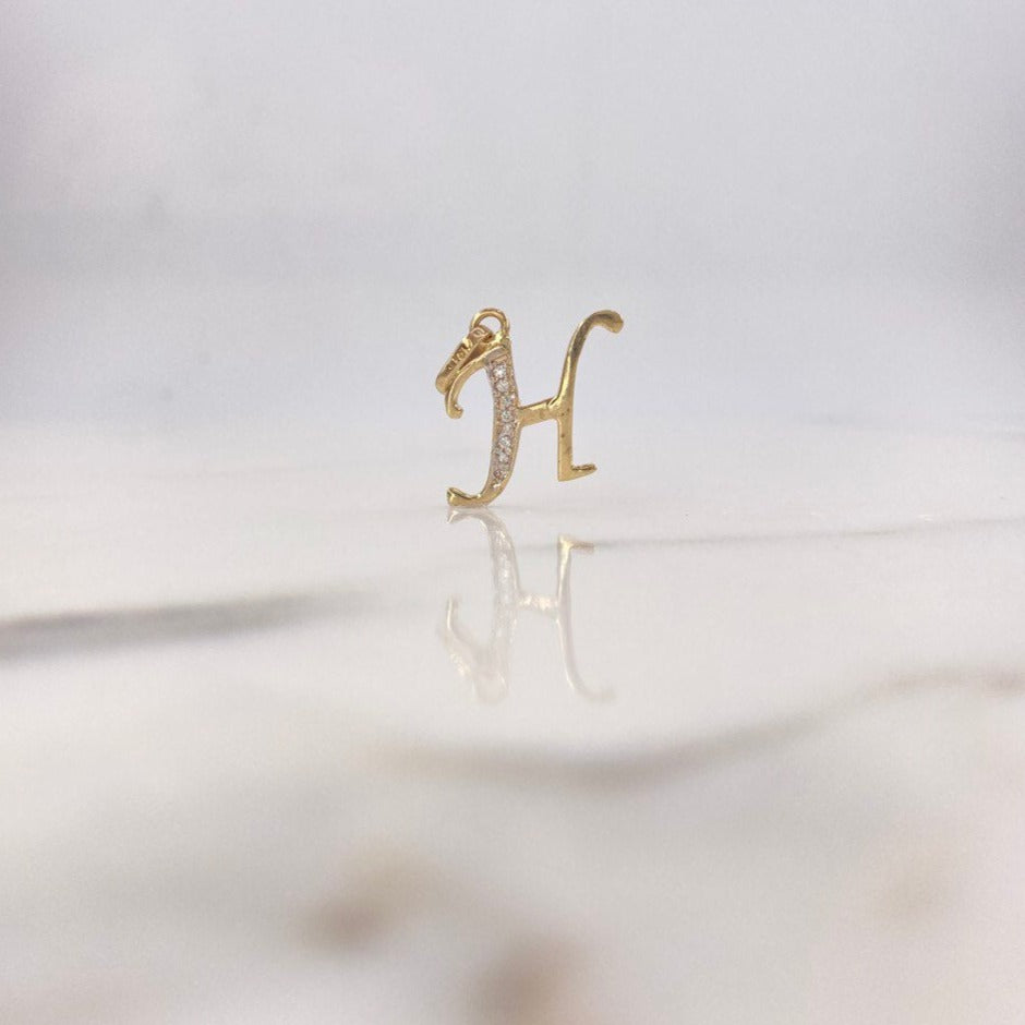 Dije Letra H 0.9gr / 2cm / Circones Blancos Oro Amarillo