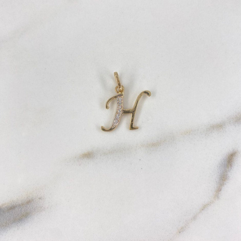 Dije Letra H 0.9gr / 2cm / Circones Blancos Oro Amarillo