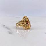 Anillo Virgen de Guadalupe 7.8gr / T7 1/2 / Circones Blancos-Fucsias-Verdes Oro Amarillo $