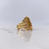 Anillo Virgen de Guadalupe 8.4gr / T7 1/4 / Circones Blancos-Fucsias-Verdes Oro Amarillo $