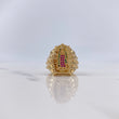 Anillo Virgen de Guadalupe 8.4gr / T7 1/4 / Circones Blancos-Fucsias-Verdes Oro Amarillo $
