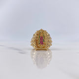 Anillo Virgen de Guadalupe 8.4gr / T7 1/4 / Circones Blancos-Fucsias-Verdes Oro Amarillo $