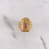Anillo Virgen de Guadalupe 8.4gr / T7 1/4 / Circones Blancos-Fucsias-Verdes Oro Amarillo $