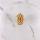 Anillo Virgen de Guadalupe 10.4gr / T8 1/4 / Circones Blancos-Fucsias-Verdes Oro Amarillo $