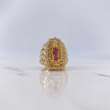 Anillo Virgen de Guadalupe 10.4gr / T8 1/4 / Circones Blancos-Fucsias-Verdes Oro Amarillo $