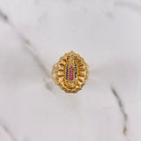 Anillo Virgen de Guadalupe 10gr / T10 1/4 / Circones Azules-Blanco-Fucsias Oro Amarillo $