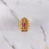 Anillo Virgen de Guadalupe 11.8gr / T7 3/4 / Circones Azules-Blanco-Fucsias Oro Amarillo $
