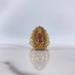 Anillo Virgen de Guadalupe 11.8gr / T7 3/4 / Circones Azules-Blanco-Fucsias Oro Amarillo $