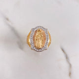 Anillo Virgen del Carmen 13.2gr / T9 3/4 / Circones Blancos Tres Oros $