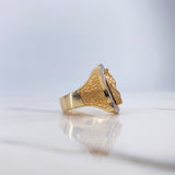 Anillo Virgen del Carmen 13.2gr / T9 3/4 / Circones Blancos Tres Oros $