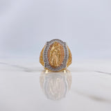 Anillo Virgen del Carmen 13.2gr / T9 3/4 / Circones Blancos Tres Oros $