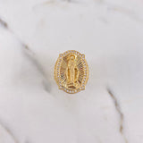 Anillo Virgen Milagrosa 14.35gr / T9 1/2 / Circones Blancos Oro Amarillo $