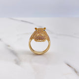 Anillo Hipopotamo 8gr / T7 3/4 / Circones Rosados Negros Oro Amarillo $