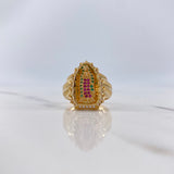 Anillo Virgen de Guadalupe 7.8gr / T7 1/2 / Circones Blancos-Fucsias-Verdes Oro Amarillo $