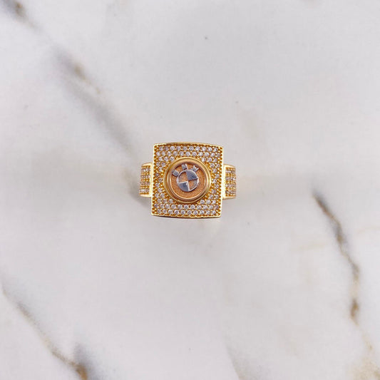 Anillo Helice 8.65gr / T10 3/4 / Circones Blancos Tres Oros $