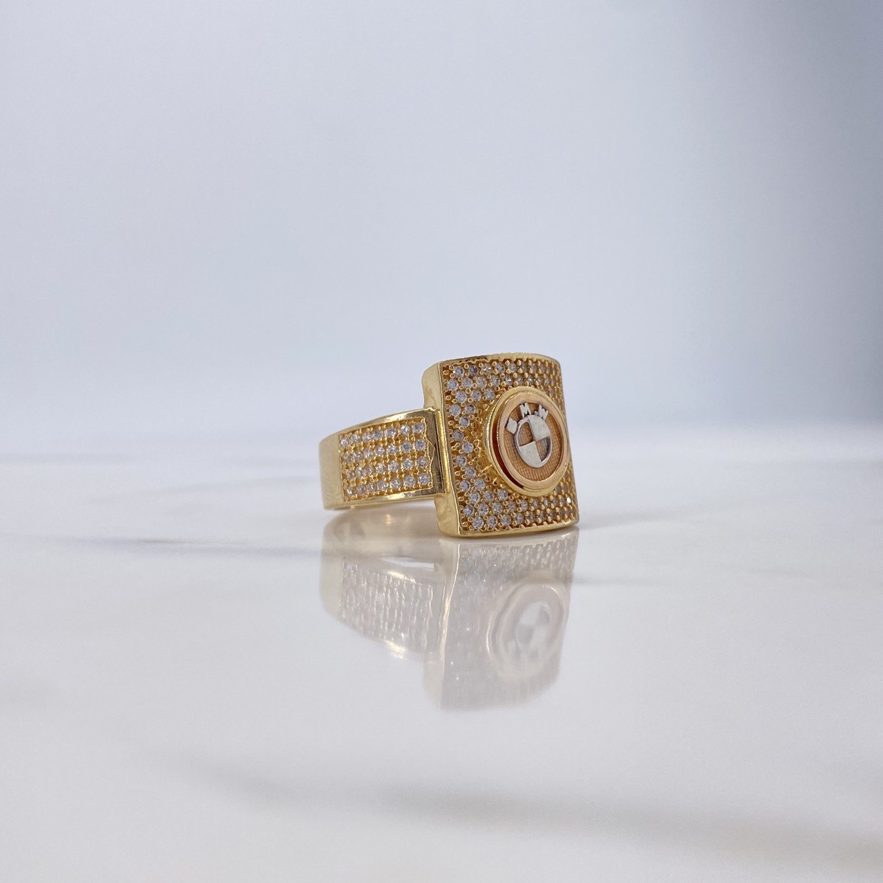 Anillo Helice 8.65gr / T10 3/4 / Circones Blancos Tres Oros $