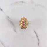 Anillo Virgen de Guadalupe 9.3gr / T7 3/4 / Circones Blancos-Fucsias-Verdes Dos Oros Amarillo Rosa $