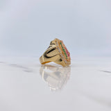 Anillo Virgen de Guadalupe 9.3gr / T7 3/4 / Circones Blancos-Fucsias-Verdes Dos Oros Amarillo Rosa $