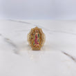 Anillo Virgen de Guadalupe 9.3gr / T7 3/4 / Circones Blancos-Fucsias-Verdes Dos Oros Amarillo Rosa $