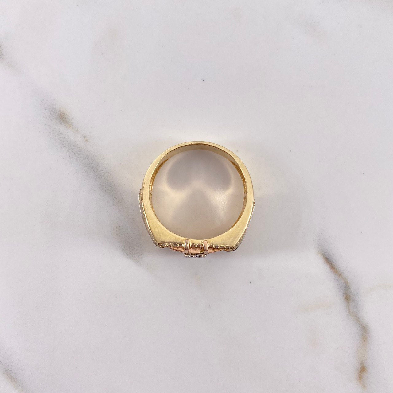 Anillo Signo Peso 10gr / T11 / Circones Blancos Tres Oros $