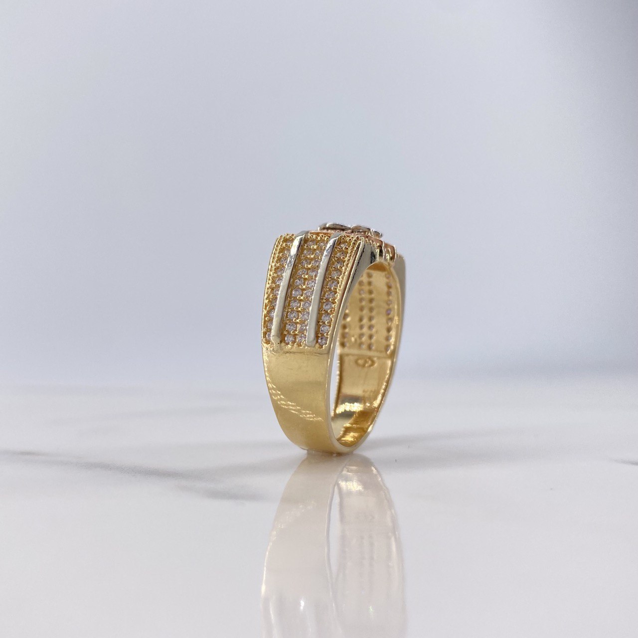 Anillo Signo Peso 10gr / T11 / Circones Blancos Tres Oros $