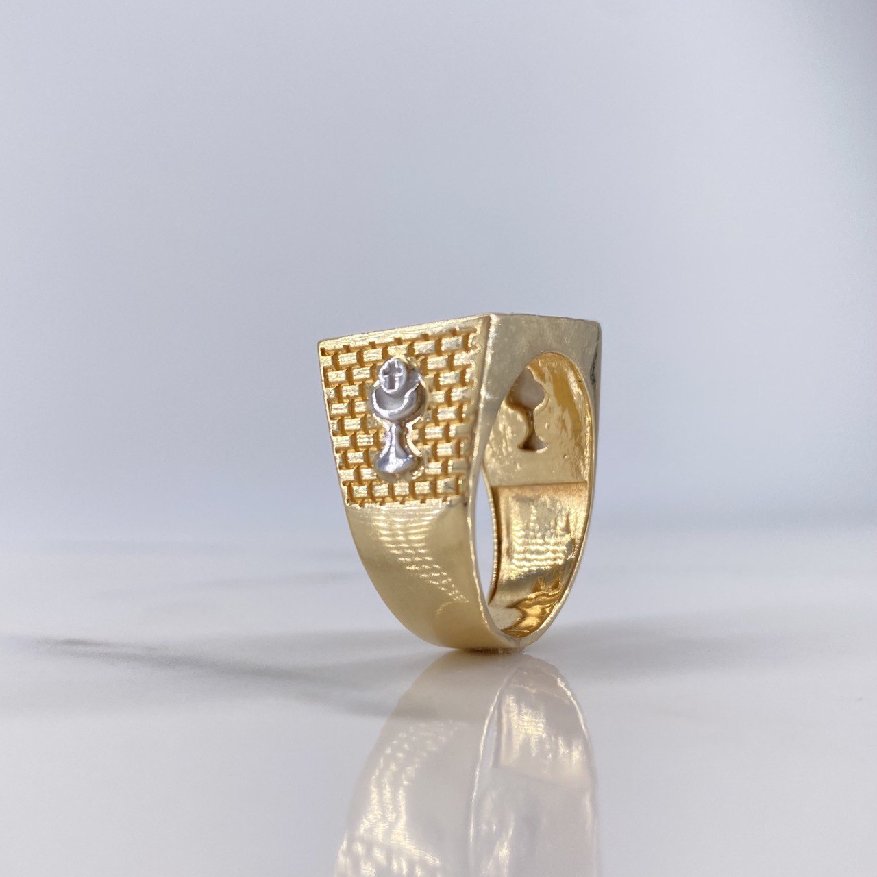 Anillo Última Cena 11.85gr / T9 1/2 / Circones Blancos Tres Oros $