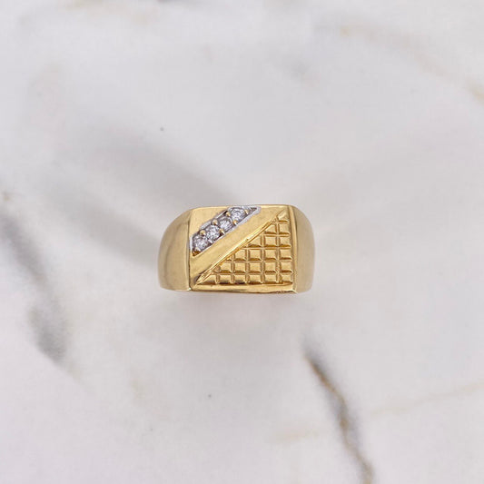 Anillo Sello 8.5gr / T10 / Circones Blancos Oro Amarillo $