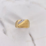 Anillo Sello 8.5gr / T10 / Circones Blancos Oro Amarillo $