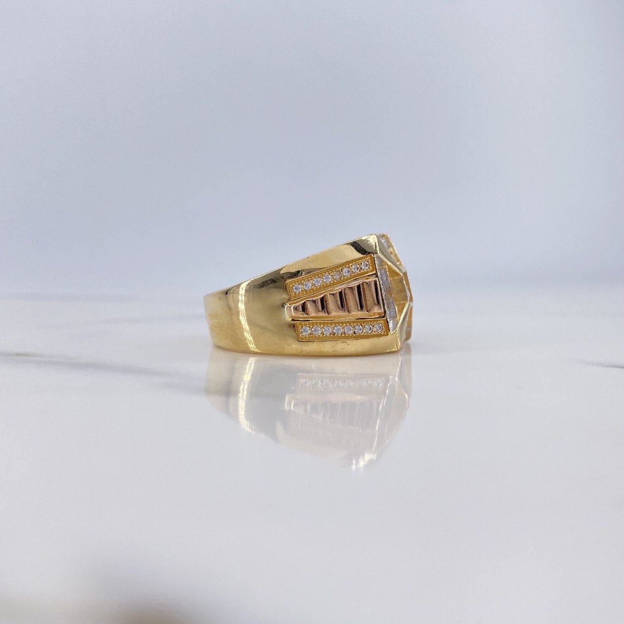 Anillo Hélice 10.25gr / T11 / Circones Blancos Negros Dos Oros Amarillo Rosa $
