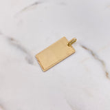 Dije Placa Rectangular 3.35gr / 3.5cm / 18mm-30mm Bordes Diamantados Oro Amarillo &