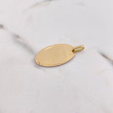 Dije Placa Ovalada 2.7gr / 3.5cm / 18mm-30mm Bordes Diamantados Oro Amarillo &