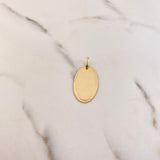 Dije Placa Ovalada 2.75gr / 3.5cm / 18mm* 30mm Bordes Diamantados Oro Amarillo $