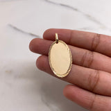 Dije Placa Ovalada 2.75gr / 3.5cm / 18mm* 30mm Bordes Diamantados Oro Amarillo $