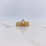 Anillo Corona Corazones 3.2gr / T6 3/4 / Circones Blancos Oro Amarillo $