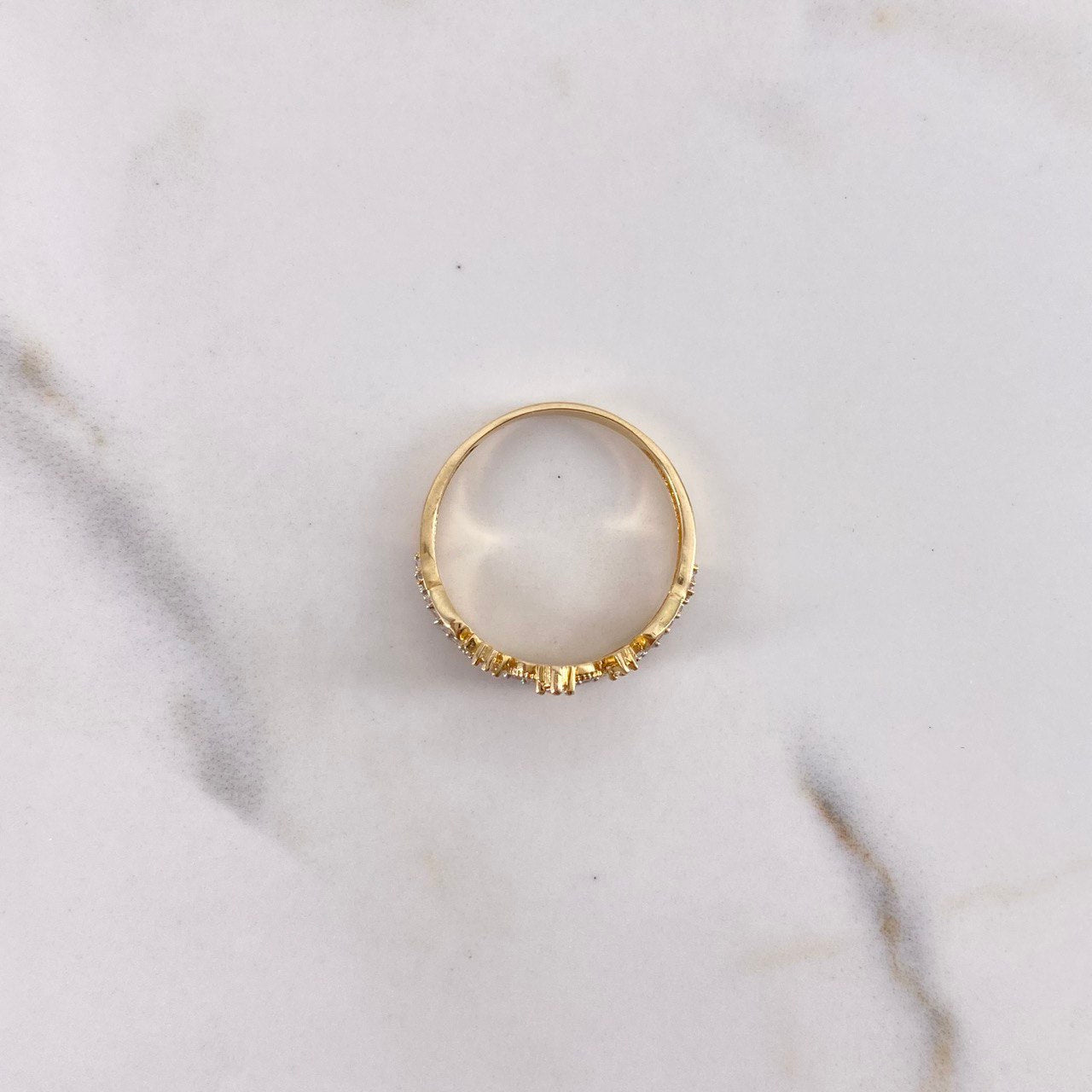 Anillo Princesa 2.6gr / T8 / Circones Blancos Dos Oros Amarillo Blanco $