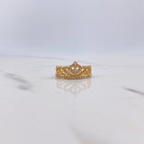 Anillo Corona Corazon 15s 3gr / T7 1/4 / Circones Blancos Oro Amarillo $