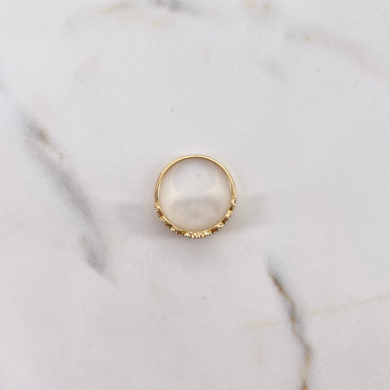 Anillo Corona Corazon 15s 3gr / T7 1/4 / Circones Blancos Oro Amarillo $