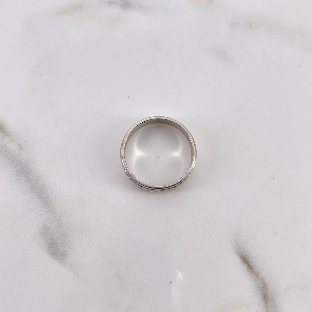 Anillo Argolla Puente 2.7gr / T6 / Circones Blancos Oro Blanco $