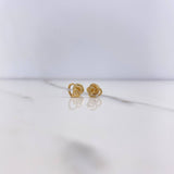 Topos Silueta Corazón Doble 0.85gr / Circon Blanco Oro Amarillo $