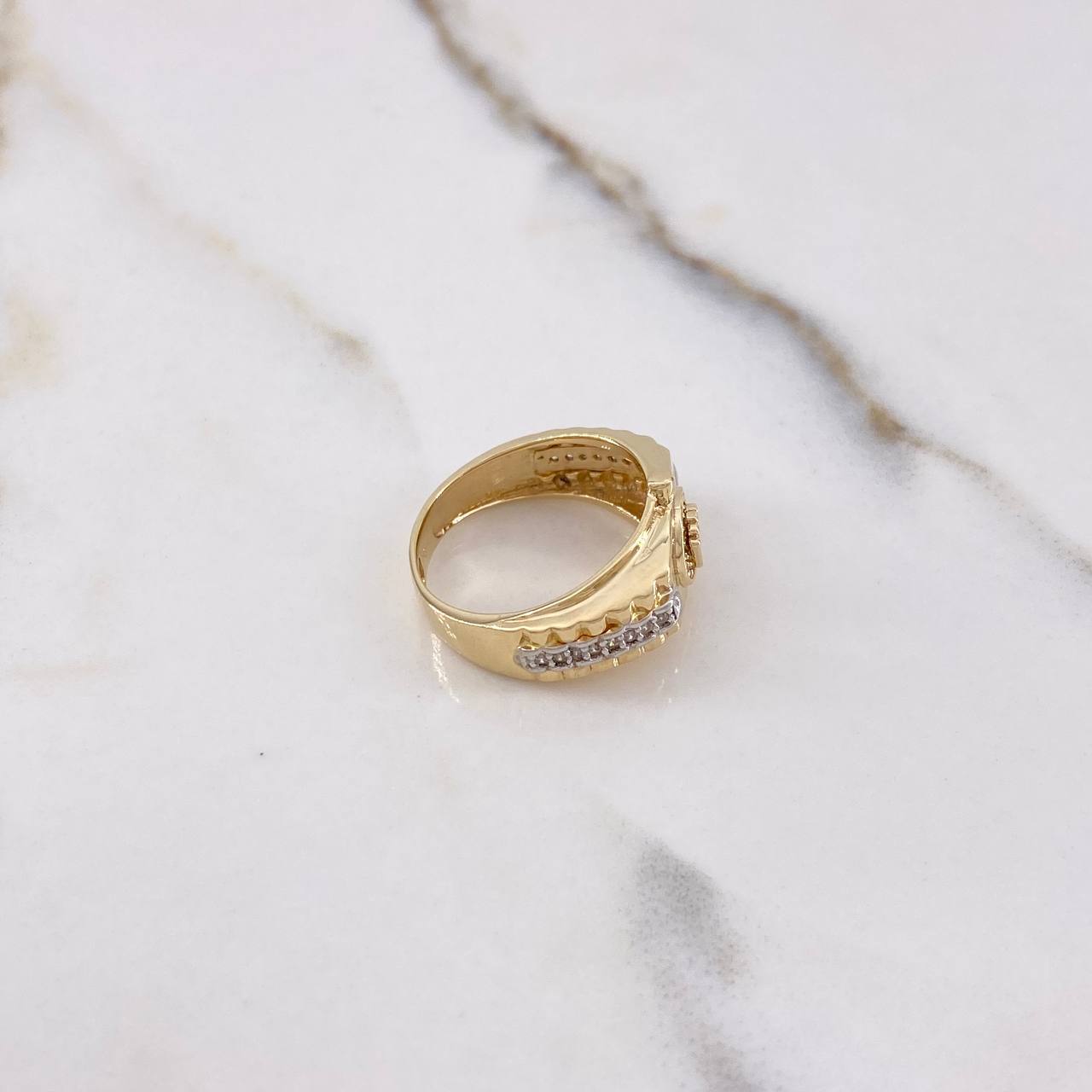 Anillo Correa Corona RX 4.3gr / T5 1/2 / Circones Blancos Oro Amarillo $