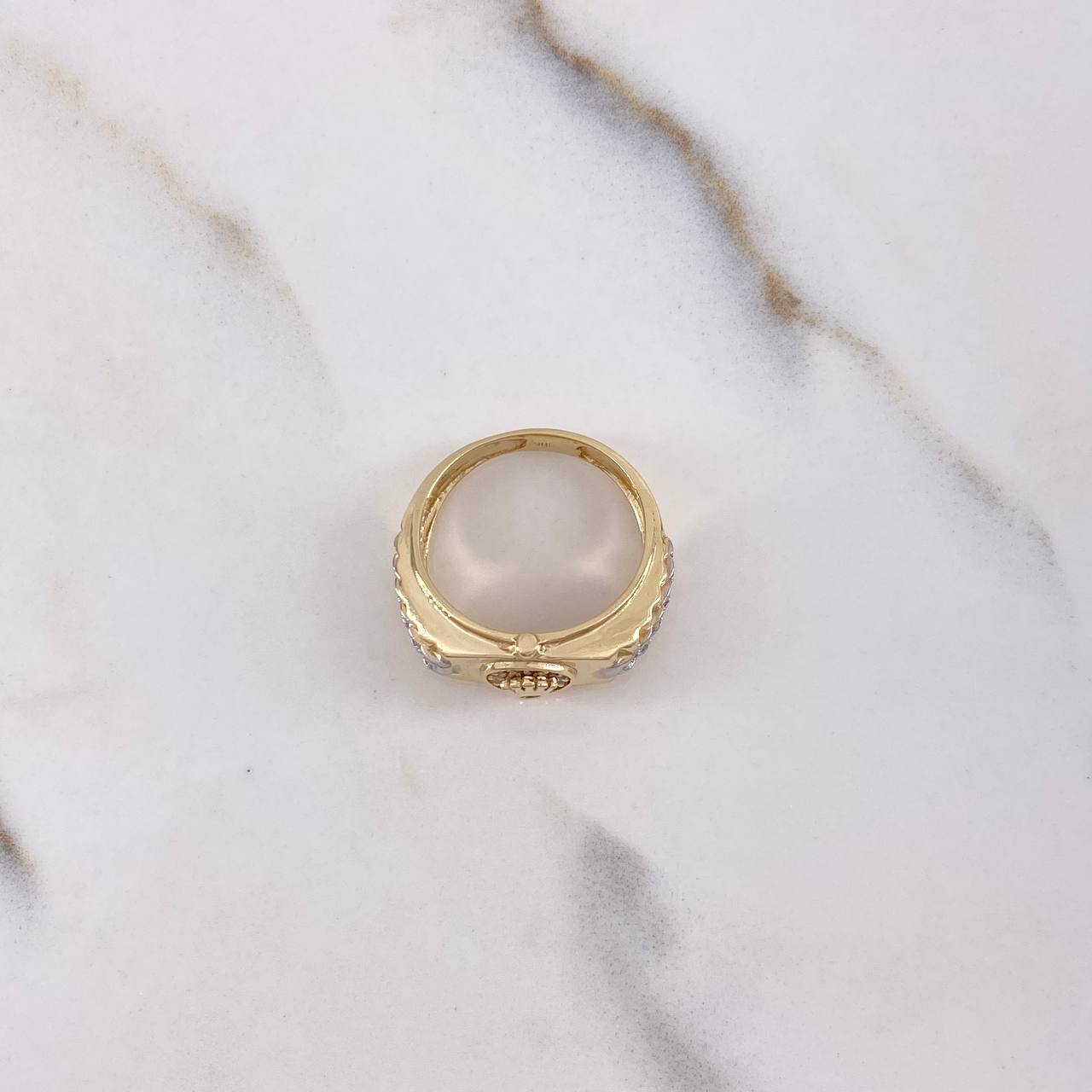 Anillo Correa Corona RX 4.3gr / T5 1/2 / Circones Blancos Oro Amarillo $