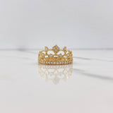 Anillo Corona Corazones 3gr / T6 3/4 / Circones Blancos Oro Amarillo $