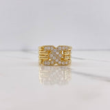 Anillo Cruzado 6.4gr / T7 3/4 / Articulado Circones Blancos Oro Amarillo