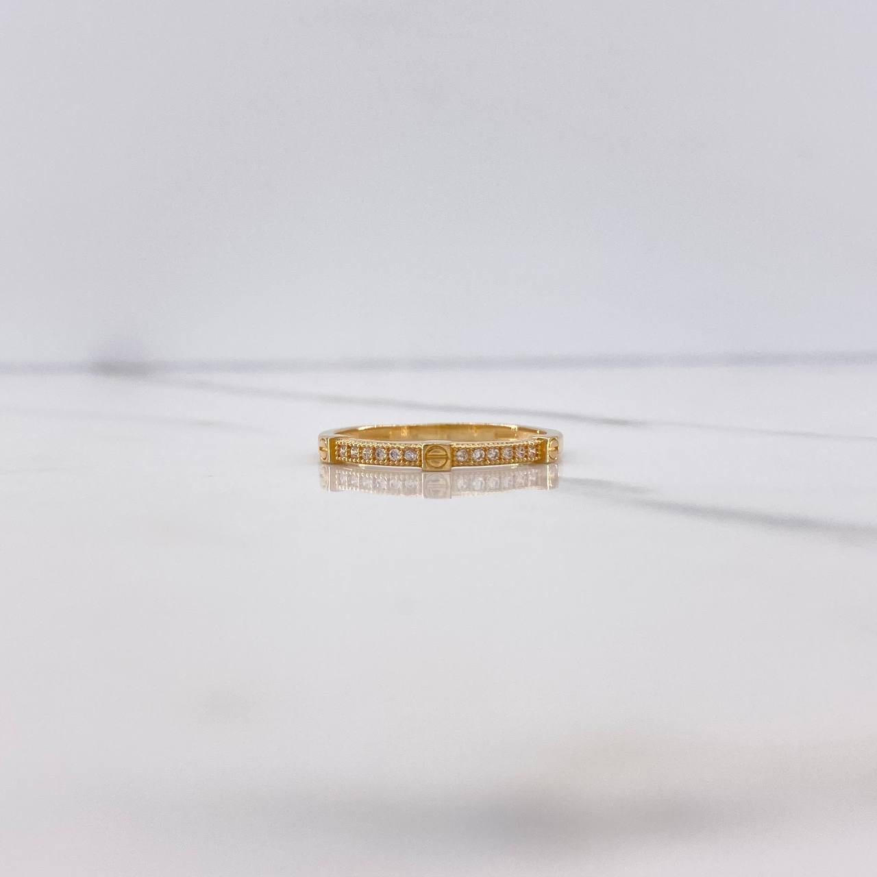 Anillo Tornillos De Orion 1.65gr / T7 3/4 / Circones Blancos Oro Amarillo $