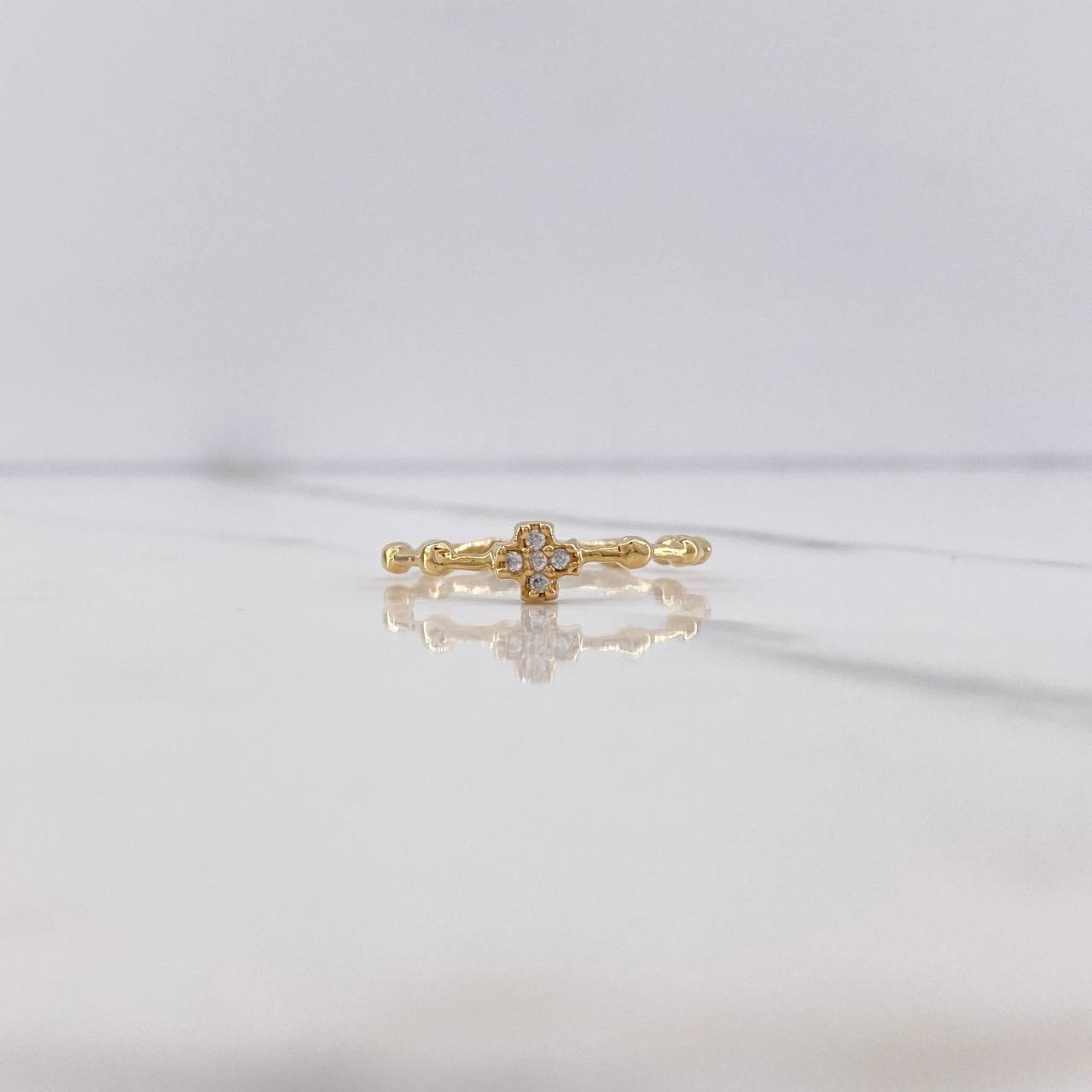 Anillo Puntos Cruz 1.8gr / T7 3/4 / Circones Blancos Oro Amarillo $
