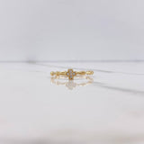 Anillo Puntos Cruz 1.8gr / T7 3/4 / Circones Blancos Oro Amarillo $