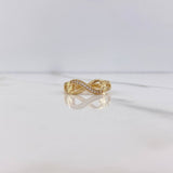 Anillo Infinito 2.3gr / T6 1/4 / Circones Blancos Oro Amarillo $