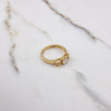 Anillo Moño Solitario 2.9gr / T7 / Circones Blancos Oro Amarillo $