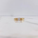 Anillo Moño Solitario 2.9gr / T7 / Circones Blancos Oro Amarillo $